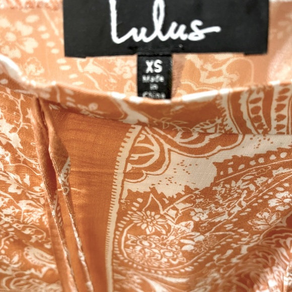 Lulu’s Nora Orange and White print Wide Leg Pants w pockets Size XS 🔥 Comfy - Picture 7 of 8